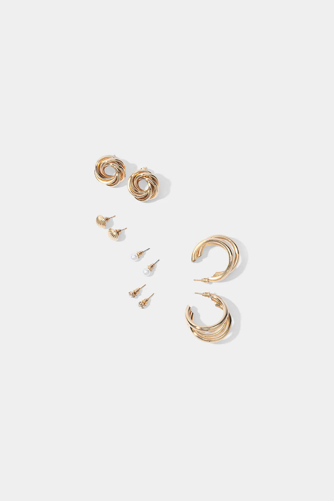 5pcs Geometric Circle & Faux pearl Earrings Set - Image 3